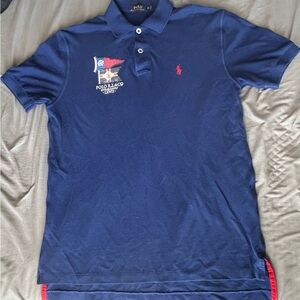 Ralph Lauren Polo Shirt Mens Medium Blue Sailing Flags PRL